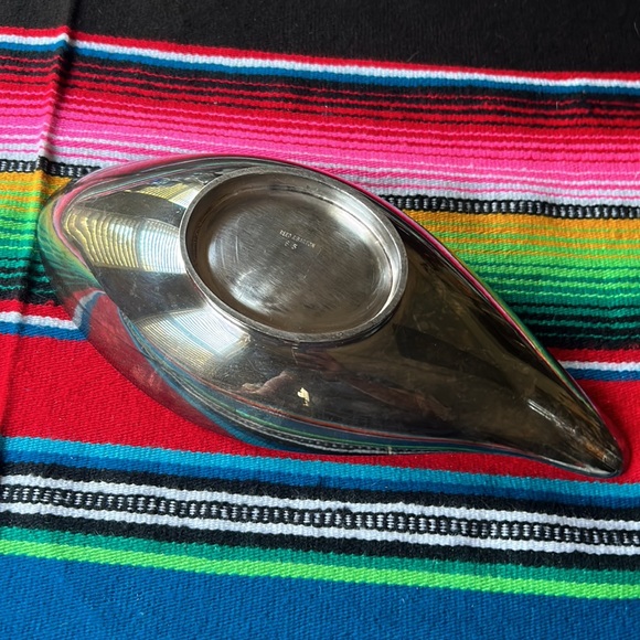 Vintage MCM Reed & Barton Enameled Silverplate Teardrop Dish - Picture 4 of 10